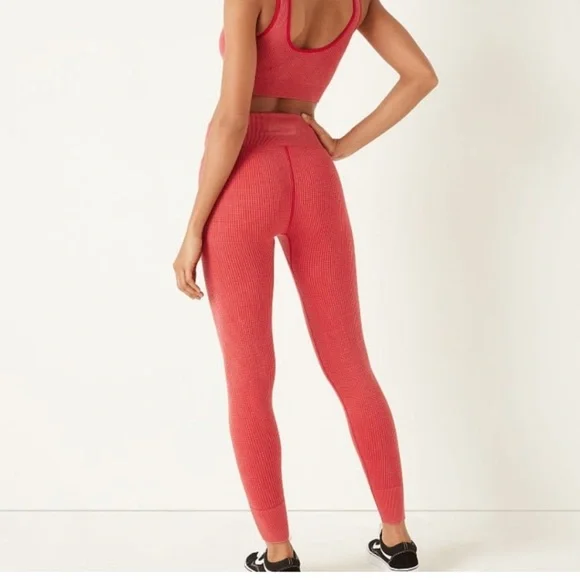 NWT Victoria's Secret Pink Light Blue High Waist Seamless Waffle Leggings Tights - Picture 10 of 11